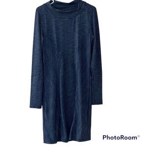 Prana blue scramble athletic high neck long sleeve dress womens size small